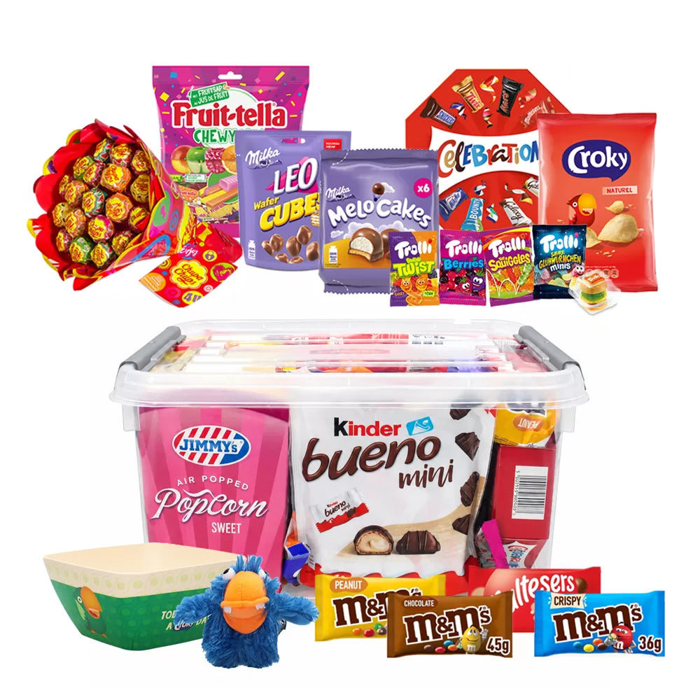 All-in-One Snackbox - Chocolade, snoep, chips & popcorn - 2792g