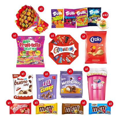 All-in-One Snackbox - Chocolade, snoep, chips & popcorn - 2792g