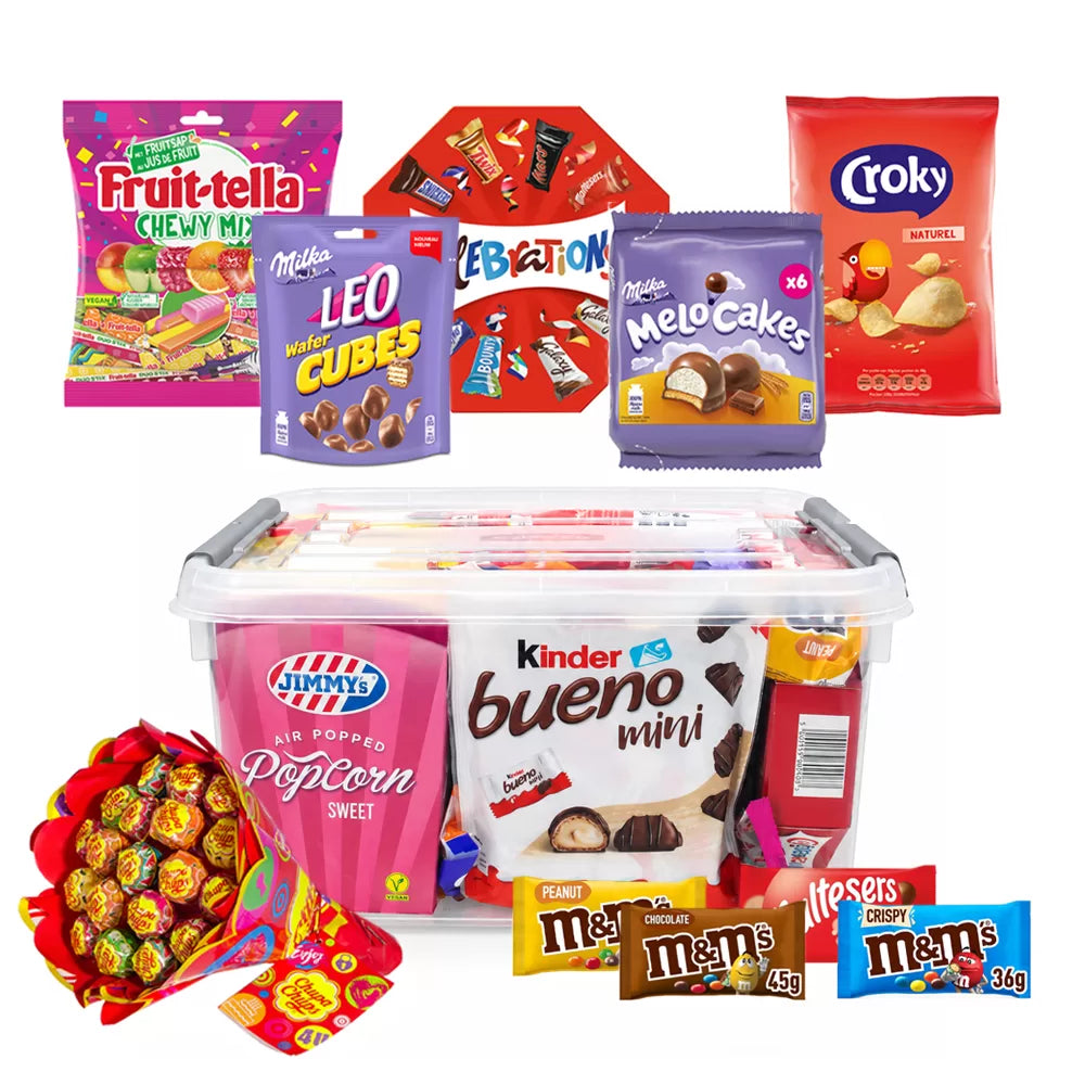 All-in-One Snackbox - Chocolade, snoep, chips & popcorn - 2792g