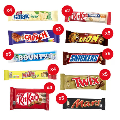 Assortiment chocoladerepen Mars & Nestlé - 42 stuks - 1986g