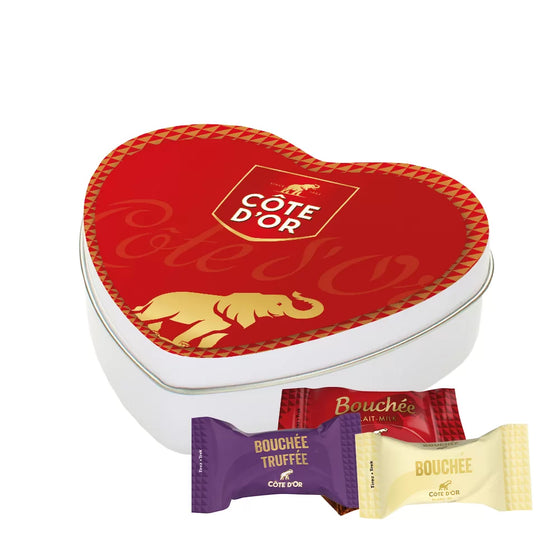 Côte d'Or Bouchée Mix - Melk, witte en pure chocolade - geschenkdoos hartje - 91g