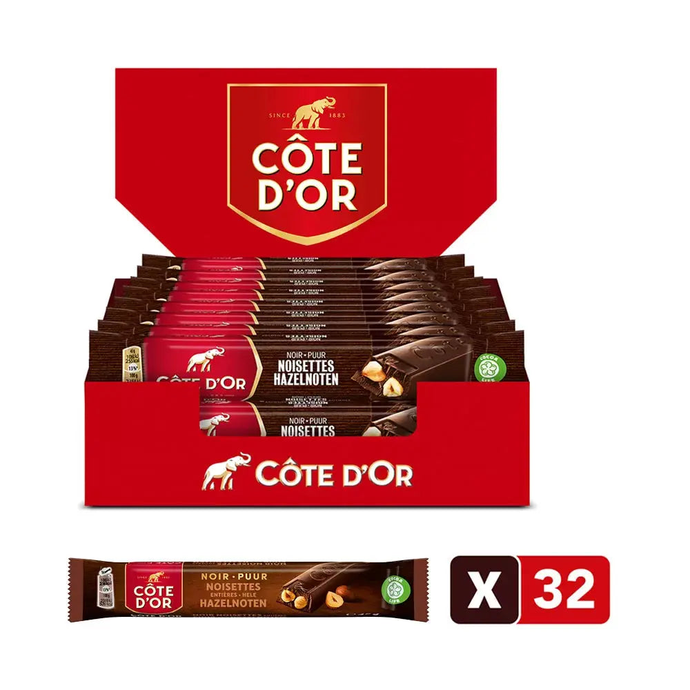Côte d'Or chocoladerepen - puur hele hazelnoten - 45g x 32