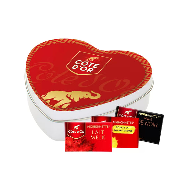 Côte d'Or Mignonnette Horecamix - Melk, Double Lait & pure chocolade - geschenkdoos hartje - 150g
