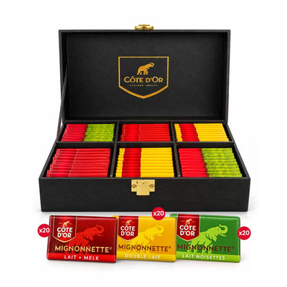 Côte d'Or Mignonnette Melk Mix - Luxueuze houten geschenkbox - 3 smaken melkchocolade - 600g