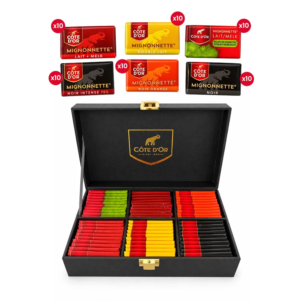 Côte d'Or Mignonnette Mix - Luxueuze houten geschenkbox - 6 smaken - Melk & Pure Chocolade - 600g