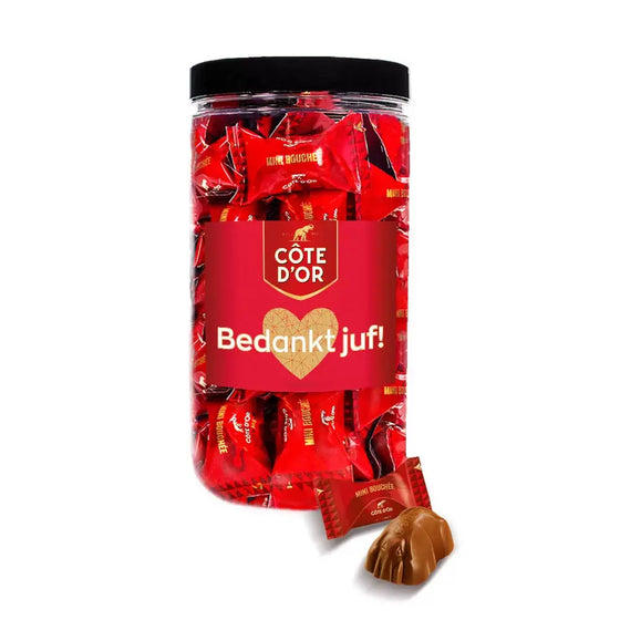 Côte d'Or Mini Bouchée chocolade "Bedankt juf!" - cadeau voor juf - 500g