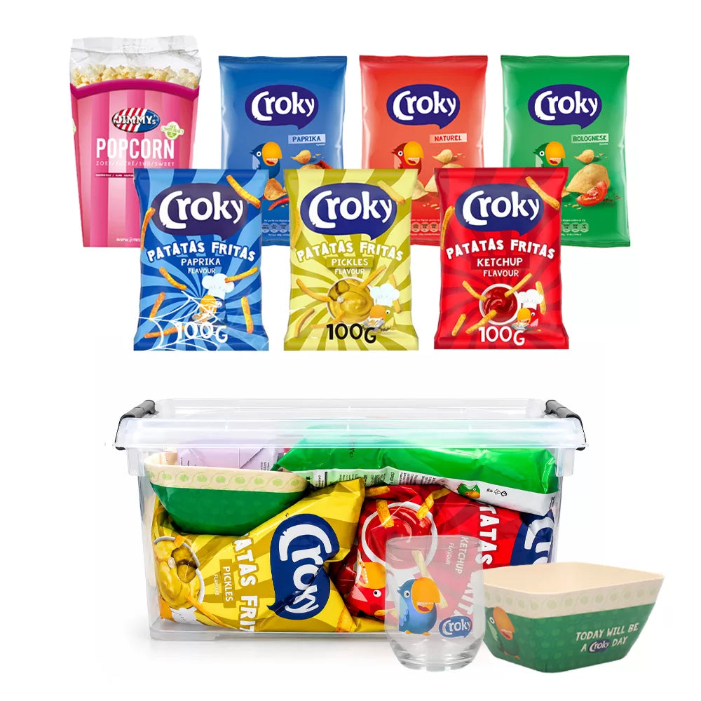 Croky XL Snackbox - Naturel, Paprika, Bolognese, Pickles, Ketchup & zoete popcorn - 740g