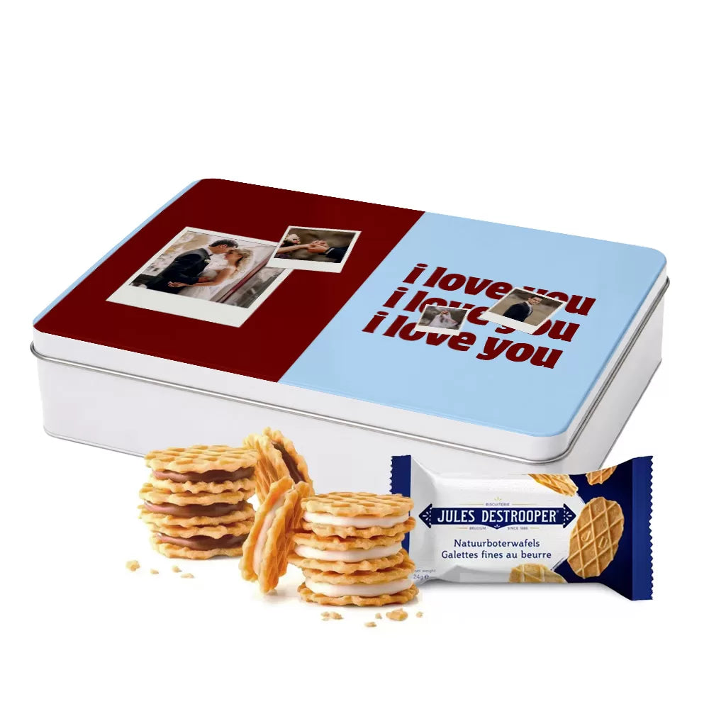 Jules Destrooper Crisp'n Cream mix & natuurboterwafels - Tinbox XL - Full PERSO - 324g