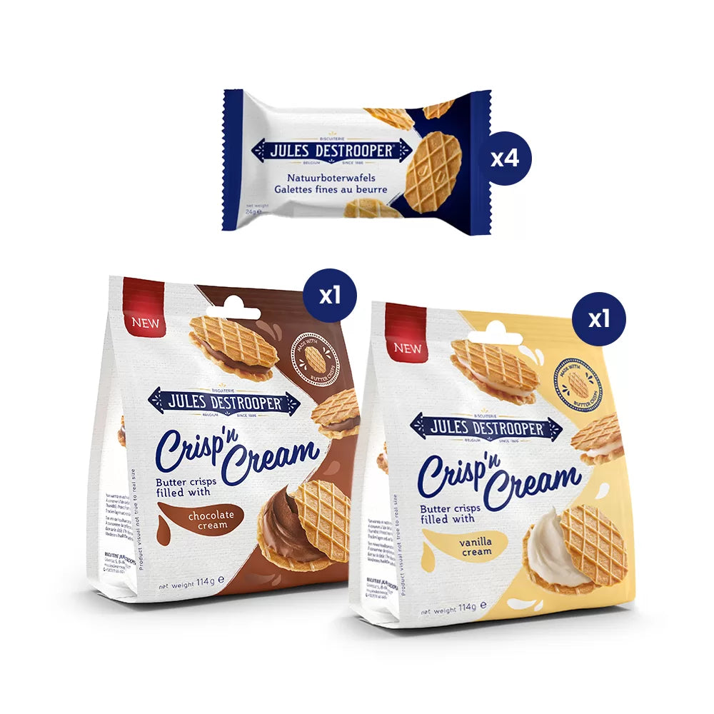 Jules Destrooper Crisp'n Cream mix & natuurboterwafels - Tinbox XL - Full PERSO - 324g