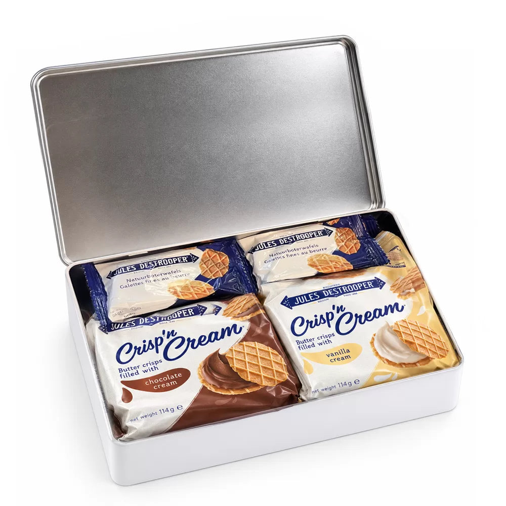 Jules Destrooper Crisp'n Cream mix & natuurboterwafels - Tinbox XL - Full PERSO - 324g