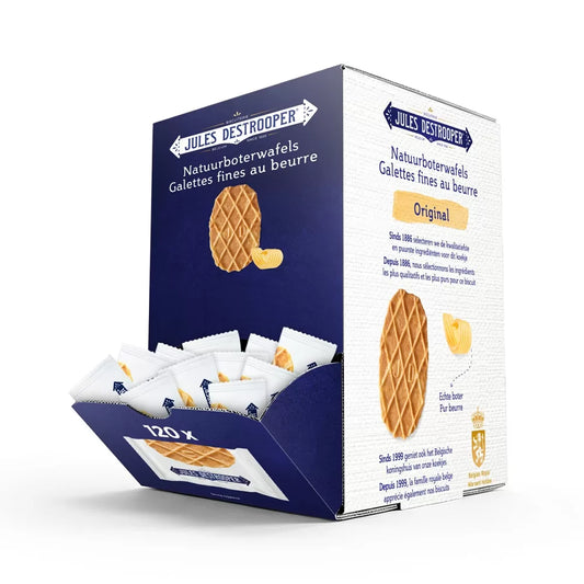 Jules Destrooper dispenser met Natuurboterwafels - 120 stuks - 600g