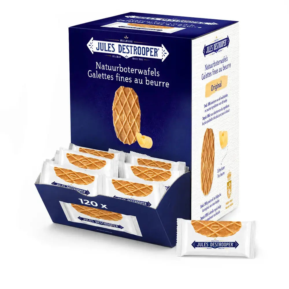 Jules Destrooper displaybox met Natuurboterwafels - 120 stuks - 600g Jules Destrooper