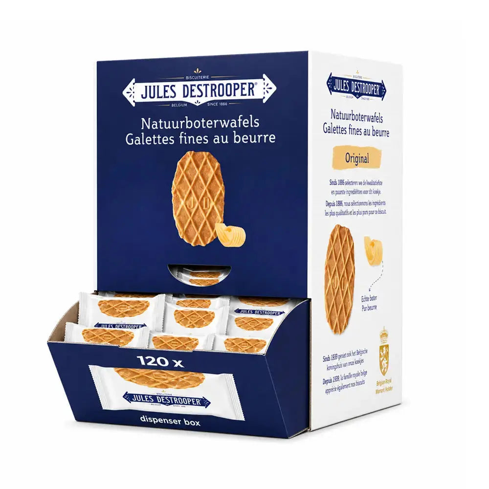 Jules Destrooper displaybox met Natuurboterwafels - 120 stuks - 600g Jules Destrooper