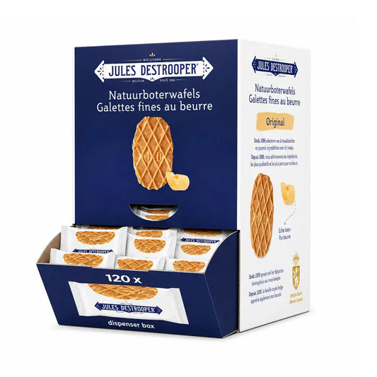 Jules Destrooper displaybox met Natuurboterwafels - 120 stuks - 600g Jules Destrooper