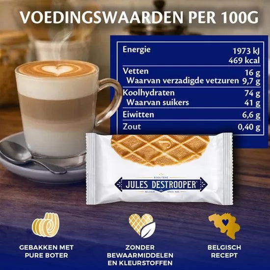Jules Destrooper dispenser met Natuurboterwafels - 120 stuks - 600g