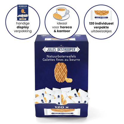 Jules Destrooper displaybox met Natuurboterwafels - 120 stuks - 600g Jules Destrooper