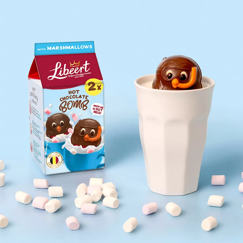 Libeert Chocolate Bomb met marshmallows - 2 chocoladefiguren - 80g