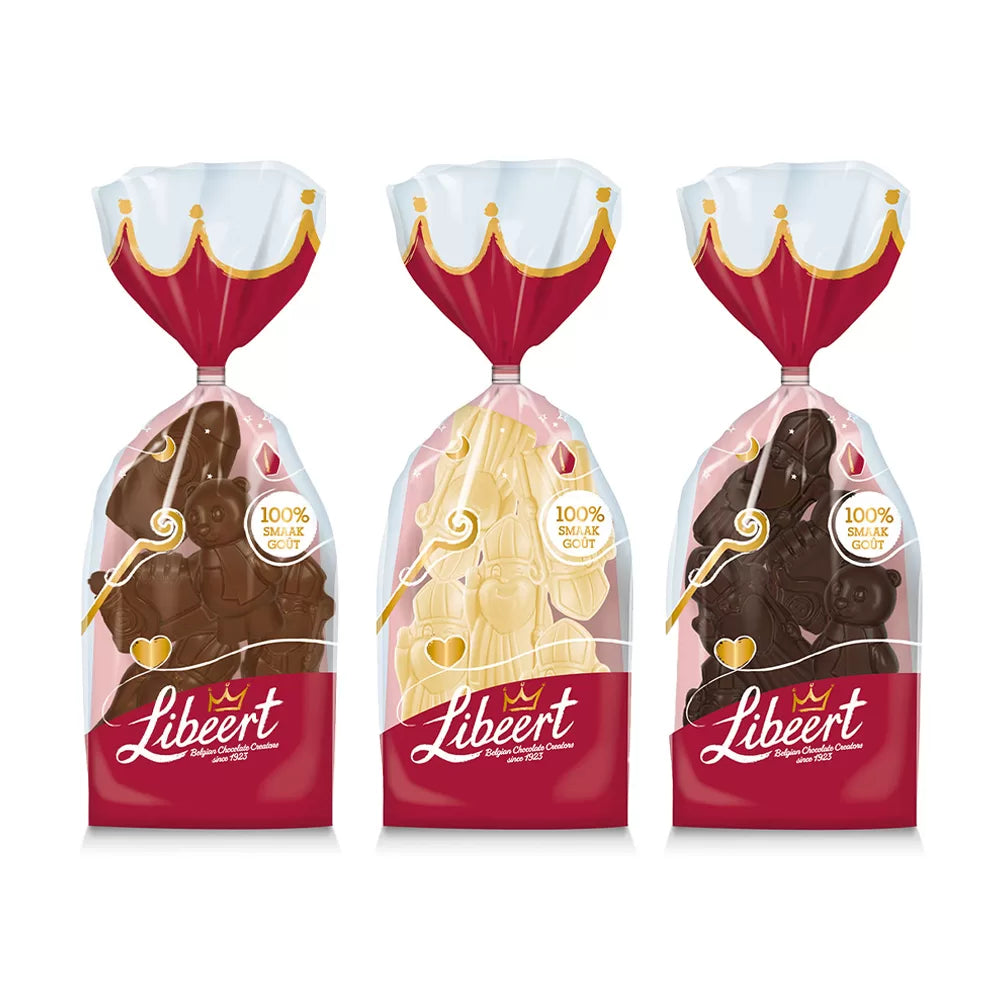 Libeert sintfiguren in zakje - melk, witte en pure chocolade - 525g
