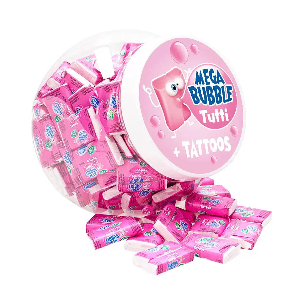 Lutti candy box met kauwgom - Mega Bubble Tutti Gum & neptattoo - 1005g