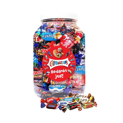 Mars Celebrations chocolademix "Bedankt juf!" - cadeau voor juf - 1200g
