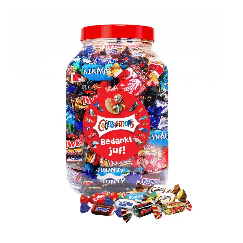 Mars Celebrations chocolademix "Bedankt juf!" - cadeau voor juf - 1200g