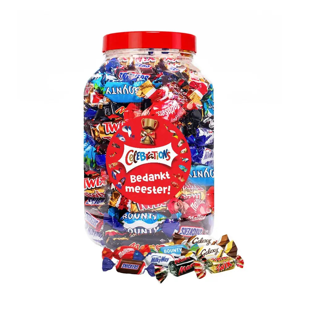 Mars Celebrations chocolademix "Bedankt meester!" - cadeau voor meester - 1200g