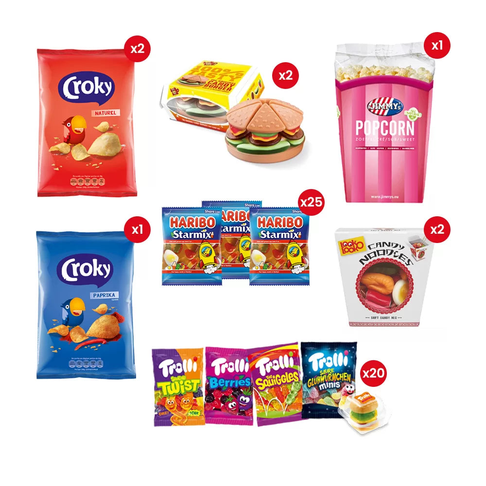 Mega Party Mix Box - Croky, Haribo, Look-O-Look, Trolli & popcorn - 2021g