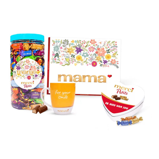 merci Petits Moederdag giftbox pakket met mok "for your smile" - 1065g