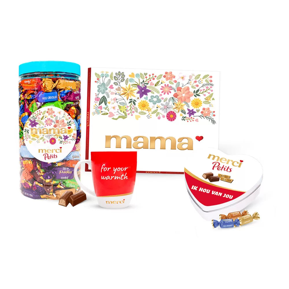 merci Petits Moederdag giftbox pakket met mok "for your warmth" - 1065g