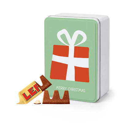 Merry Christmas Kerstgeschenkset 614g - 3 tinnen kerstblikjes met Toblerone Tiny, Côte d'Or & Jules Destrooper - chocolade & koekjes - Kerstcadeau