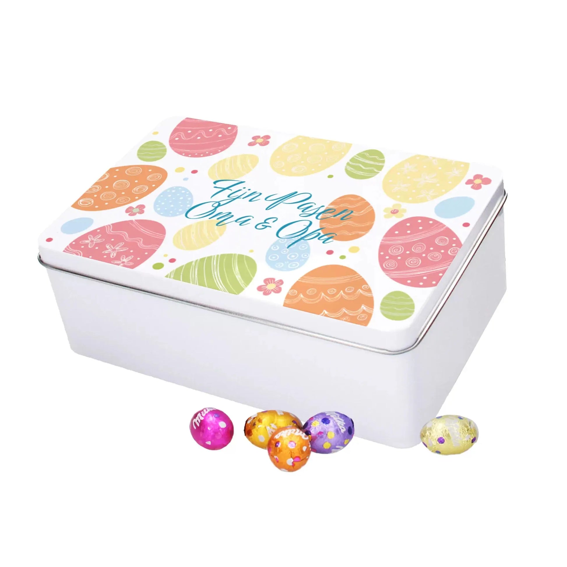 Milka & Libeert Pasen chocolade mix - Tinbox L - PERSO - 309g
