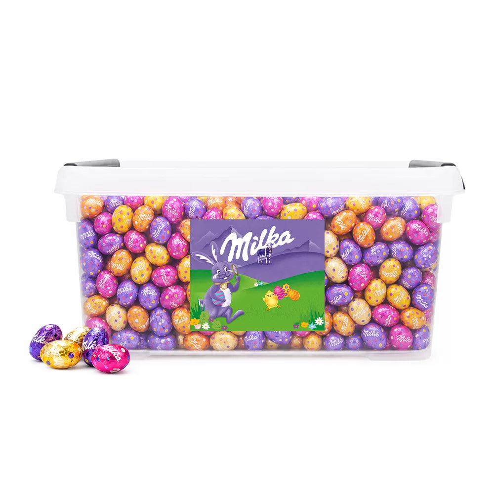 Milka paaseitjes in curver box - ca 3,5kg