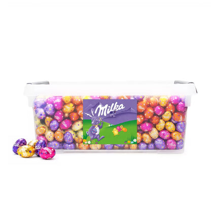 Milka paaseitjes in curver box - ca 7kg