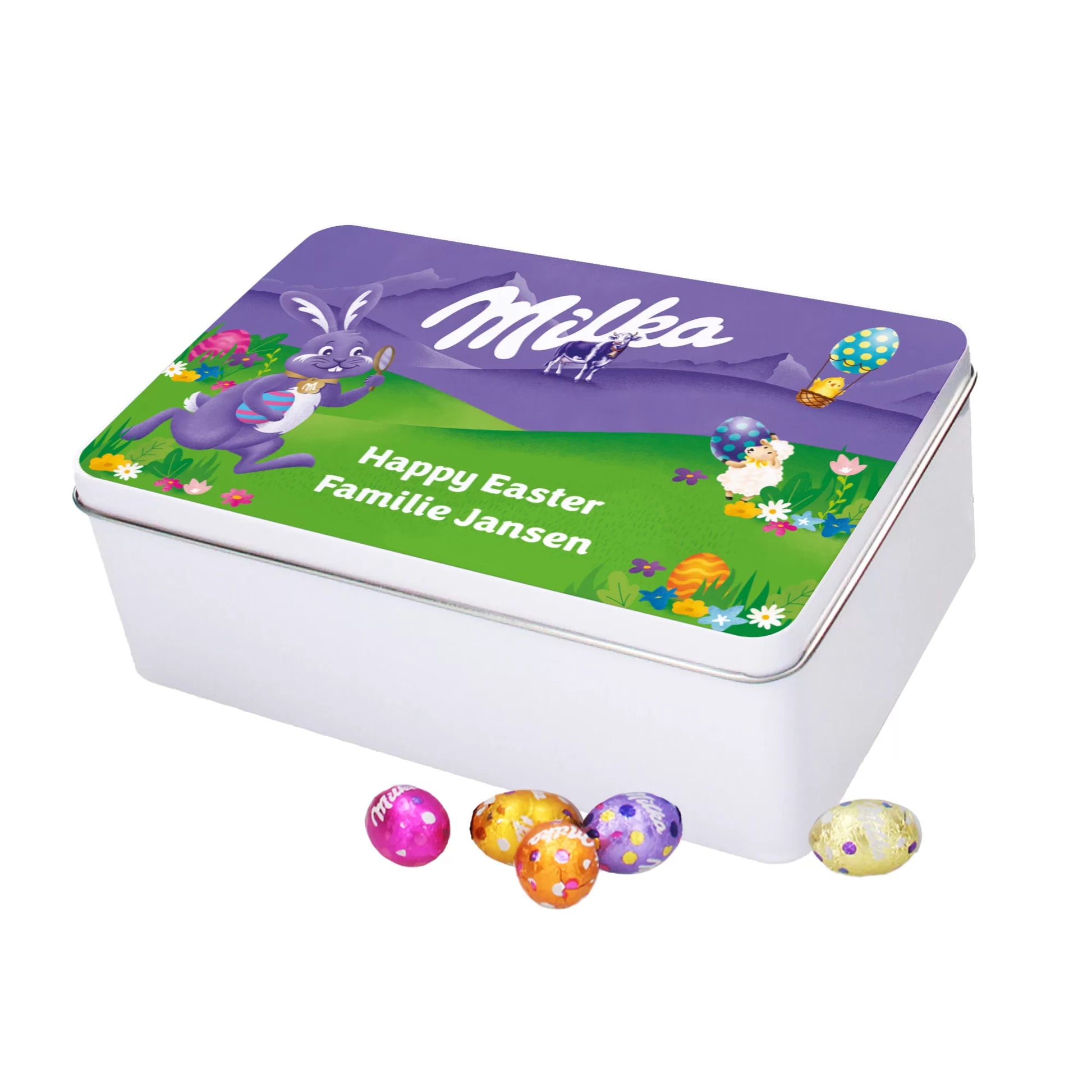 Milka paaseitjes - Tinbox L - PERSO - 900g