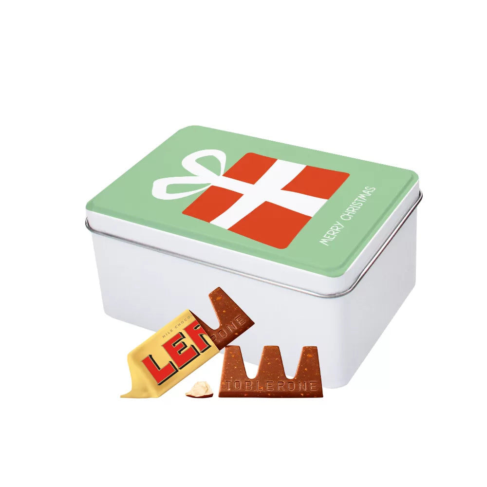 Toblerone Tiny tinnen kerstblik "Merry Christmas" - Cadeautje - Kerstgeschenk - 200g
