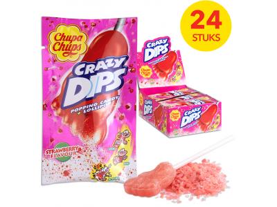 Chupa Chups Crazy Dips - Strawberry - 24 stuks