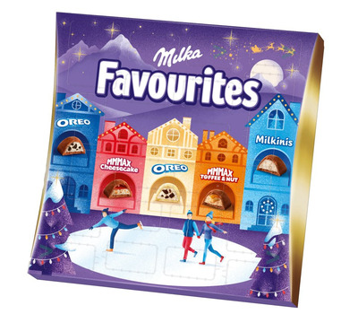 Milka Favourites chocolade adventskalender - tel af tot Kerst - 206g