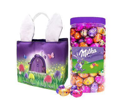 Milka paaseitjes met exclusief paasmandje - mix van smaken - 1100g