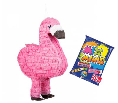Flamingo piñata met Fruit-tella Mix of minis snoepjes - 410g