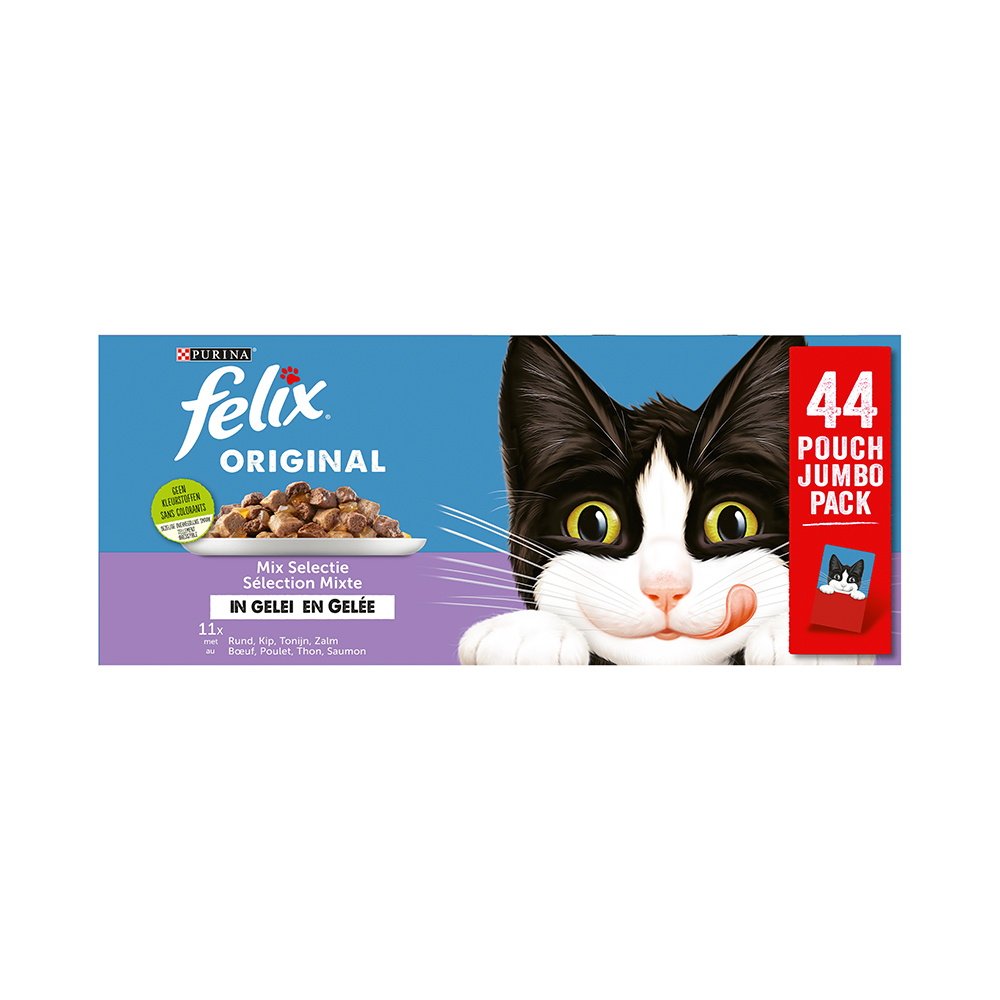 Dwaal Fragiel gelei Felix mix selectie in gelei (vlees en vis) - 44 x 85g | in gelei | katten  natvoer | soorten petfood | petfood | producten | Vandeca